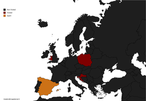 Spain highlighted on the map of Europe